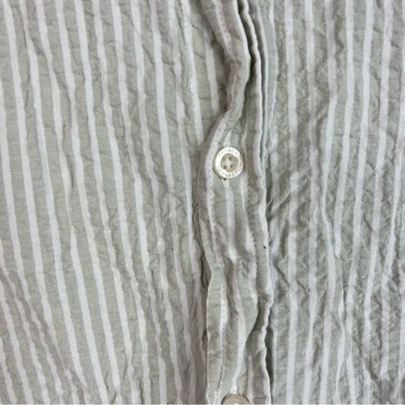 French Connection tshirt tee Striped Gray beige Button Down Shirt black - Picture 8 of 11